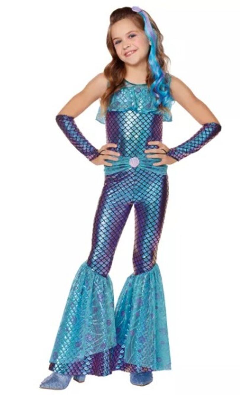 Spirit Halloween Girls Blue Mermaid Jumpsuit - Size Small